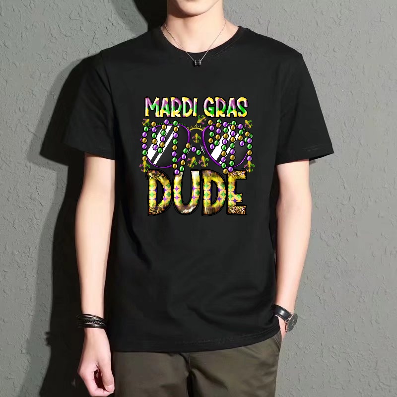 Street Fashion Theme - Men's Black Crew Neck Short-Sleeve T-Shirt,