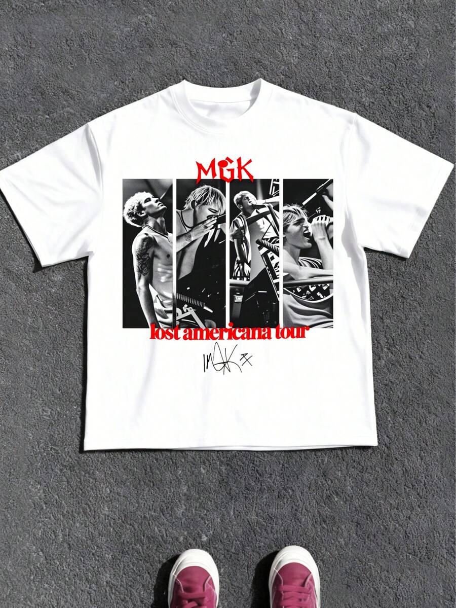 Street Fashion Theme - MGK Tour-Themed Printed T-Shirt, Street Rock