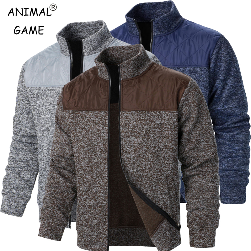 Street Fashion Game - Men's Patchwork Sweatshirts Stand Collar Jacket