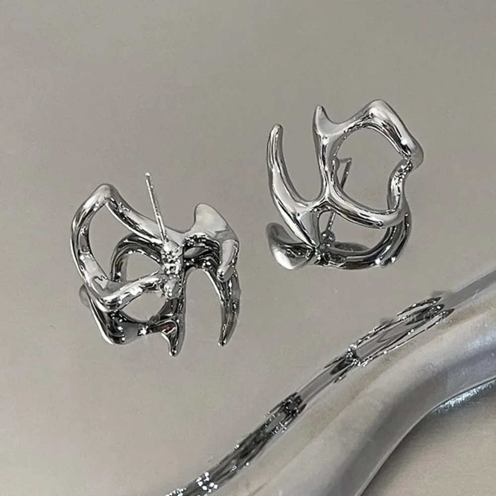Street Fashion Earrings - Women Trendy Y2K Irregular Liquid Metal