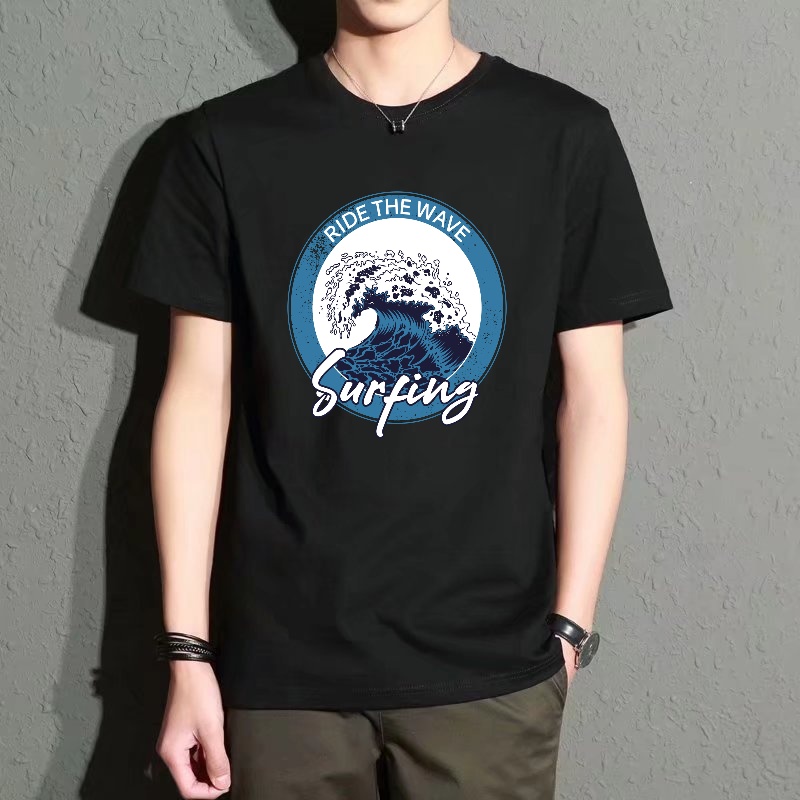 Men's Black Round-Neck Short-S - Street Fashion Theme ulasan dan harga