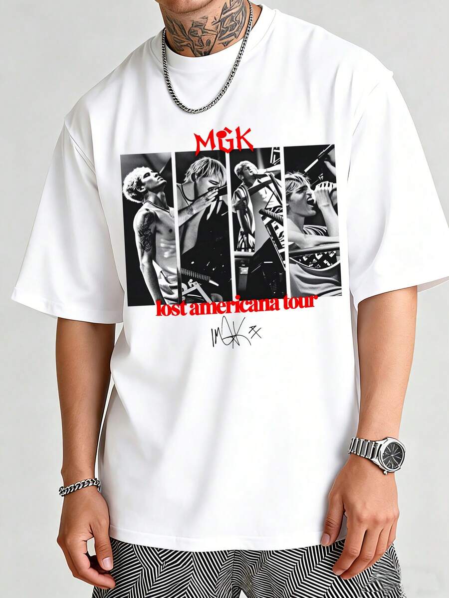 MGK Tour-Themed Printed T-Shir - Street Fashion Theme ulasan dan harga
