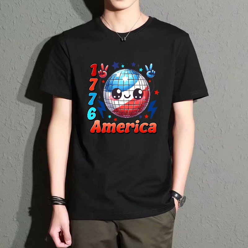 Men's Black Round-Neck Short-S - Street Fashion Theme ulasan dan harga
