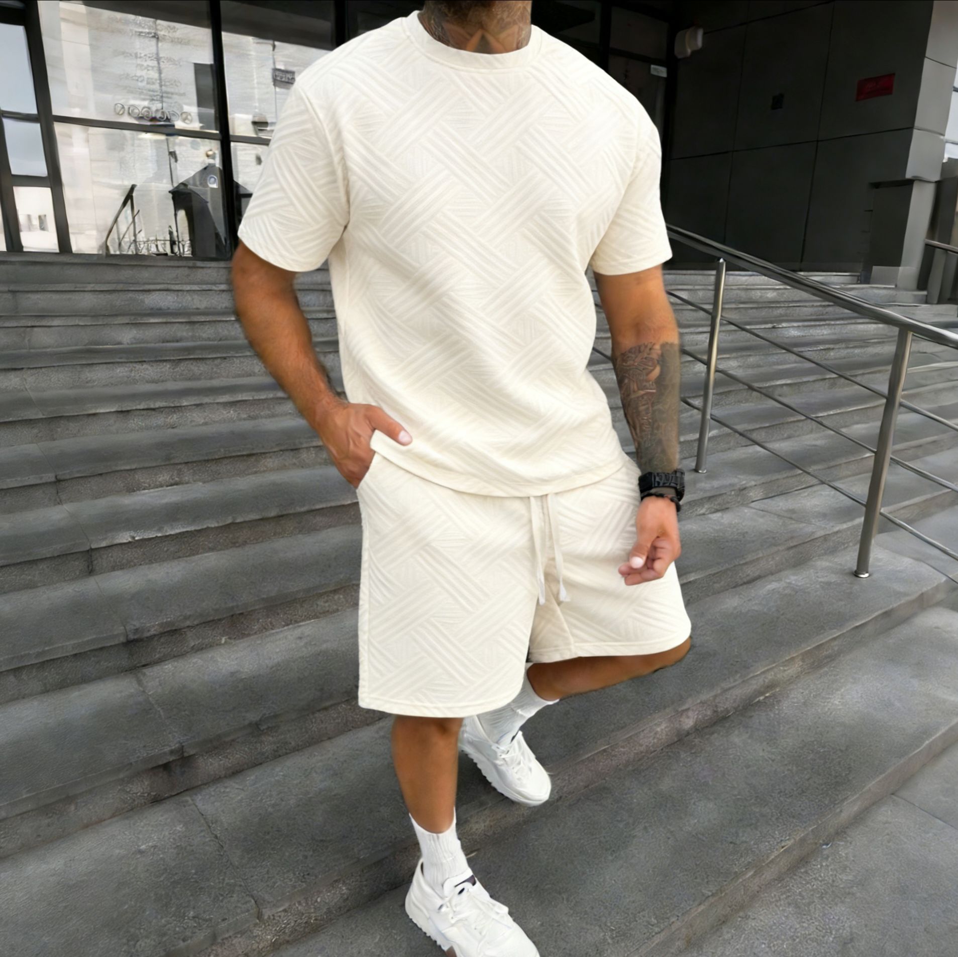 New men's summer jacquard shor - Street Fashion Tshirt ulasan dan harga