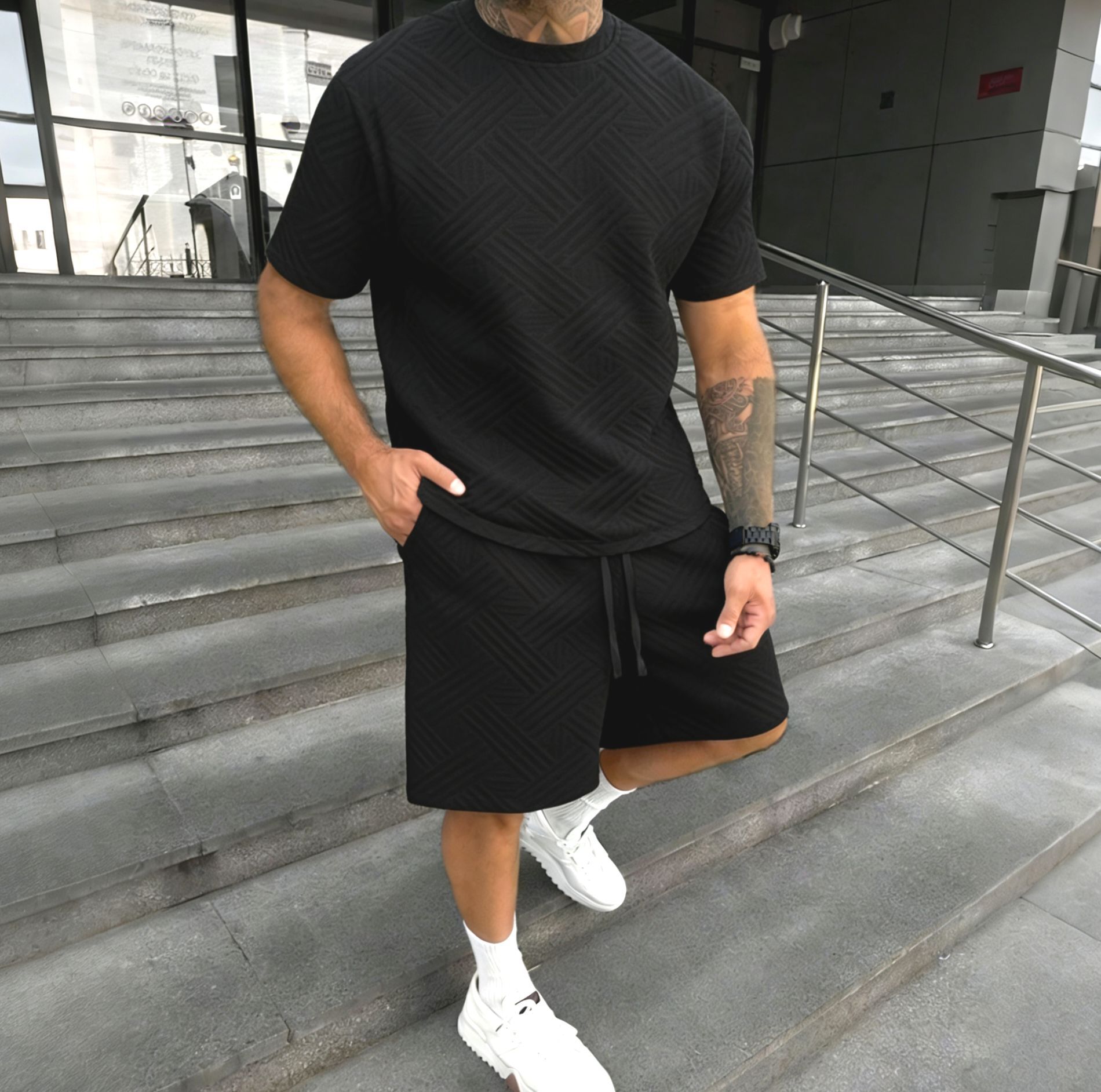 New men's summer jacquard shor - Street Fashion Tshirt ulasan dan harga