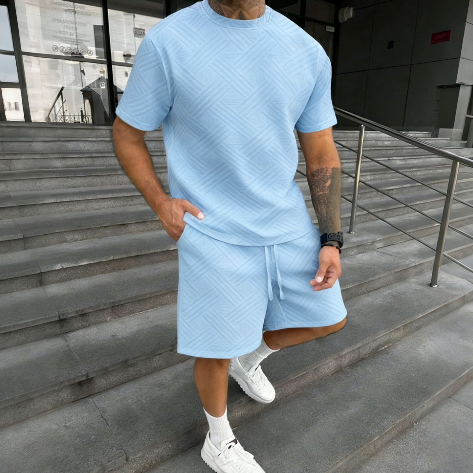 New men's summer jacquard shor - Street Fashion Tshirt ulasan dan harga