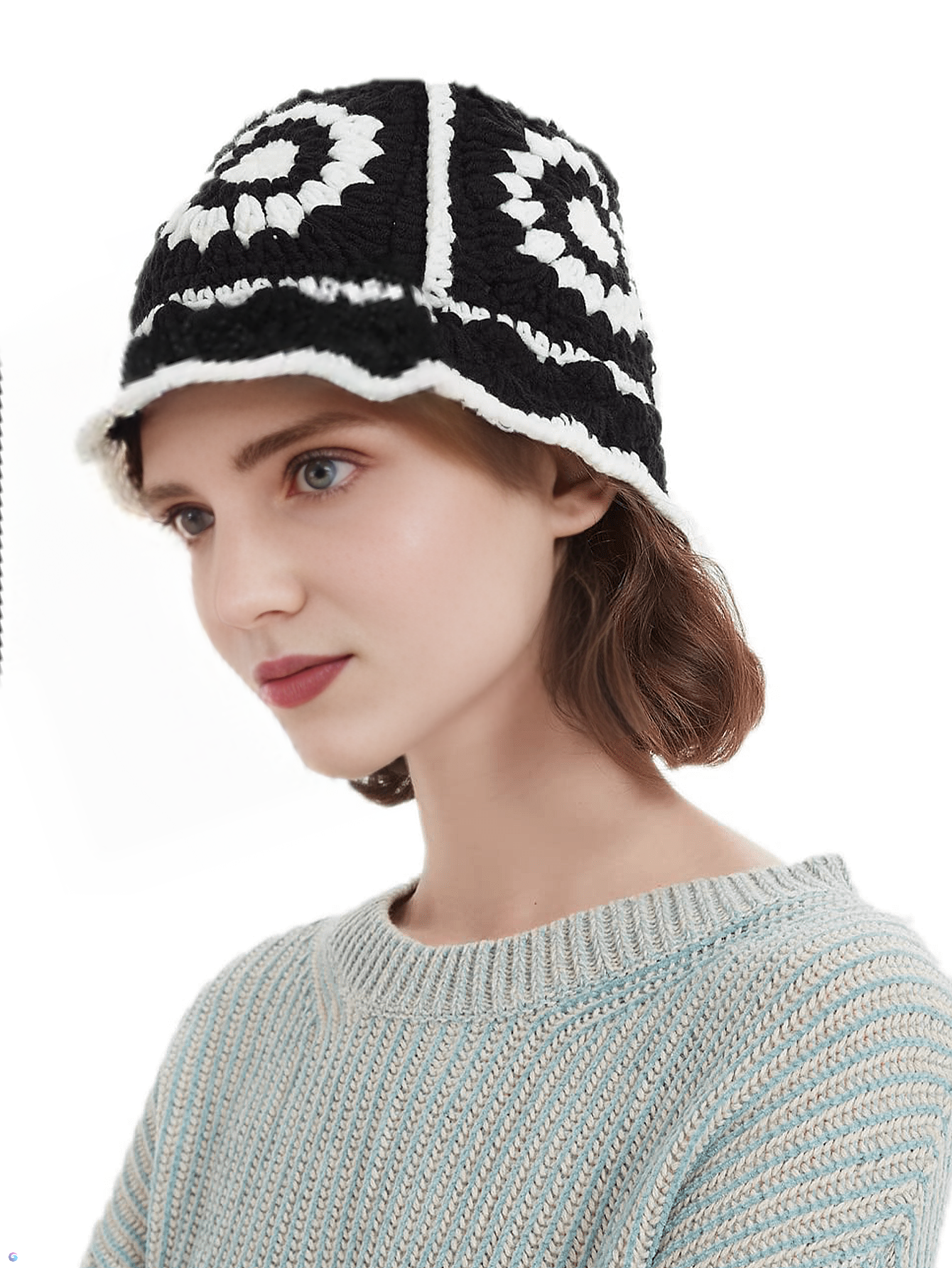 Women Handmade Crochet Bucket  - Street Fashion In Korea ulasan dan harga