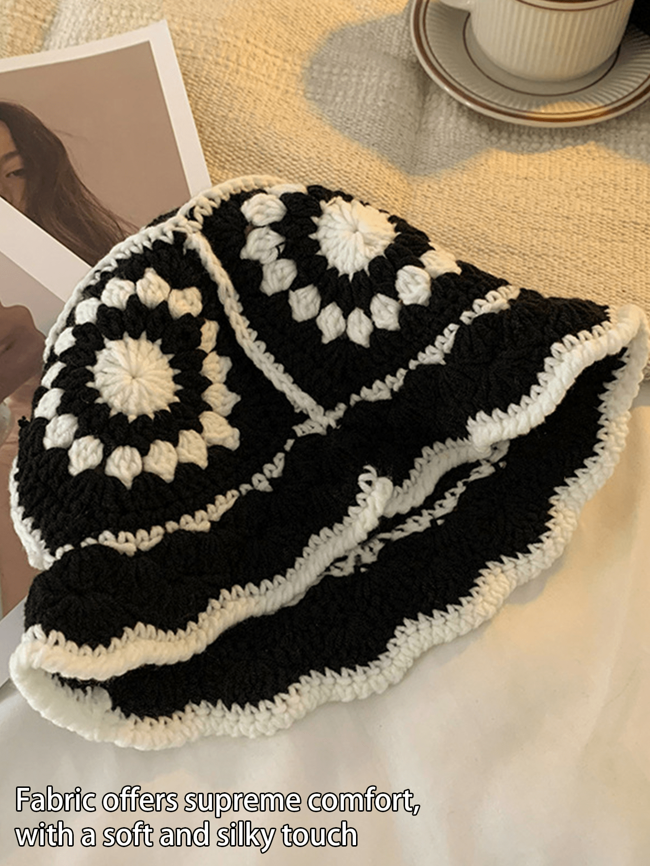 Women Handmade Crochet Bucket  - Street Fashion In Korea ulasan dan harga