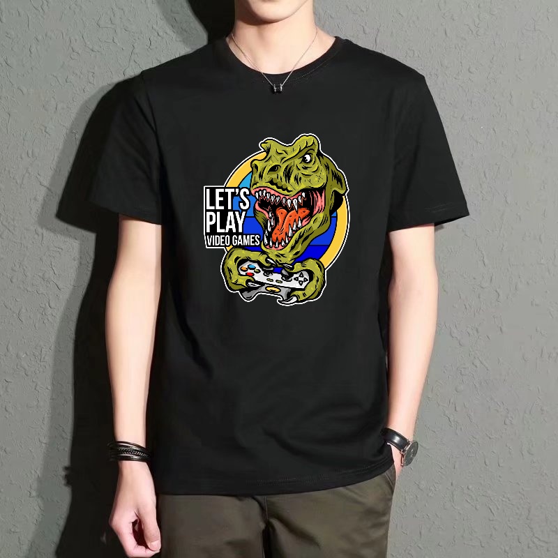 Men's Black Round-Neck Short-S - Street Fashion Game ulasan dan harga