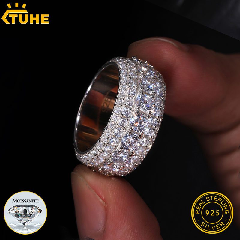 TUHE Unisex Iced Out Moissanit - Street Fashion Rings ulasan dan harga