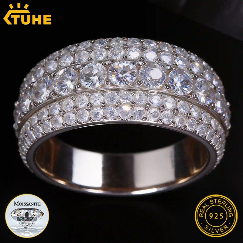 TUHE Unisex Iced Out Moissanit - Street Fashion Rings ulasan dan harga