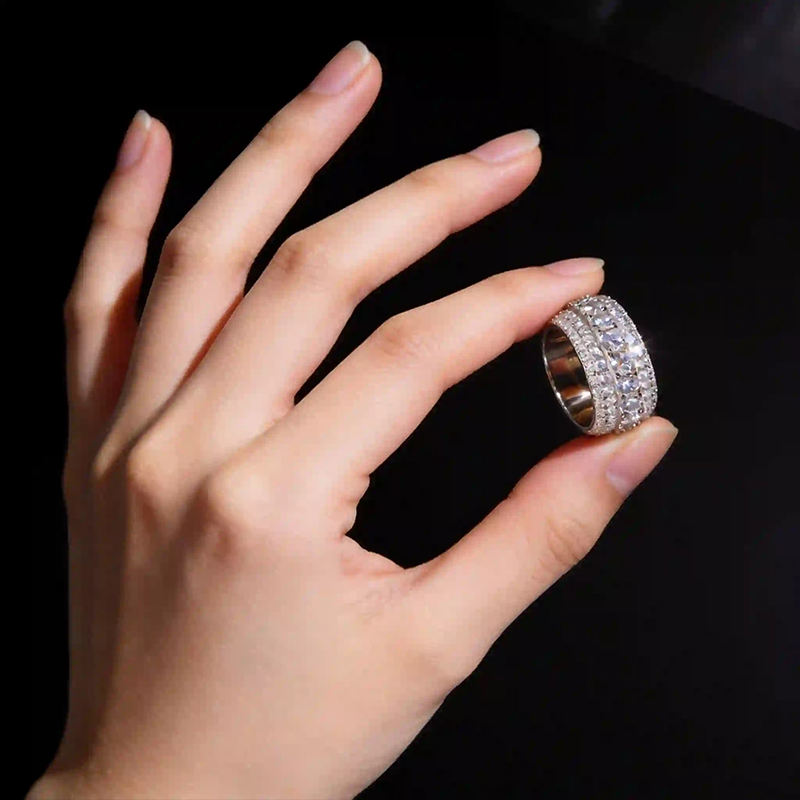 TUHE Unisex Iced Out Moissanit - Street Fashion Rings ulasan dan harga