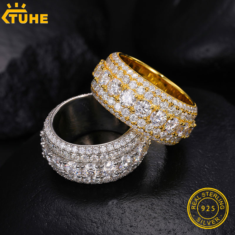 TUHE Unisex Iced Out Moissanit - Street Fashion Rings ulasan dan harga