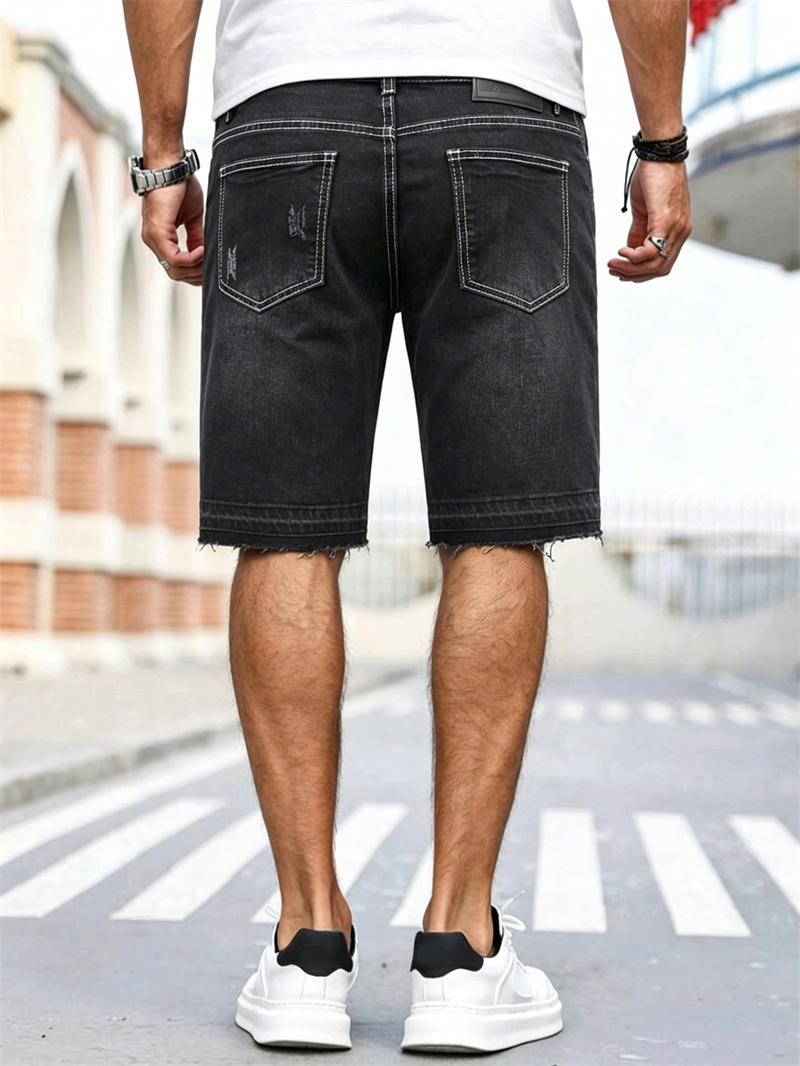 Men's Stretch Black Jorts Stre - Street Fashion In Korea ulasan dan harga
