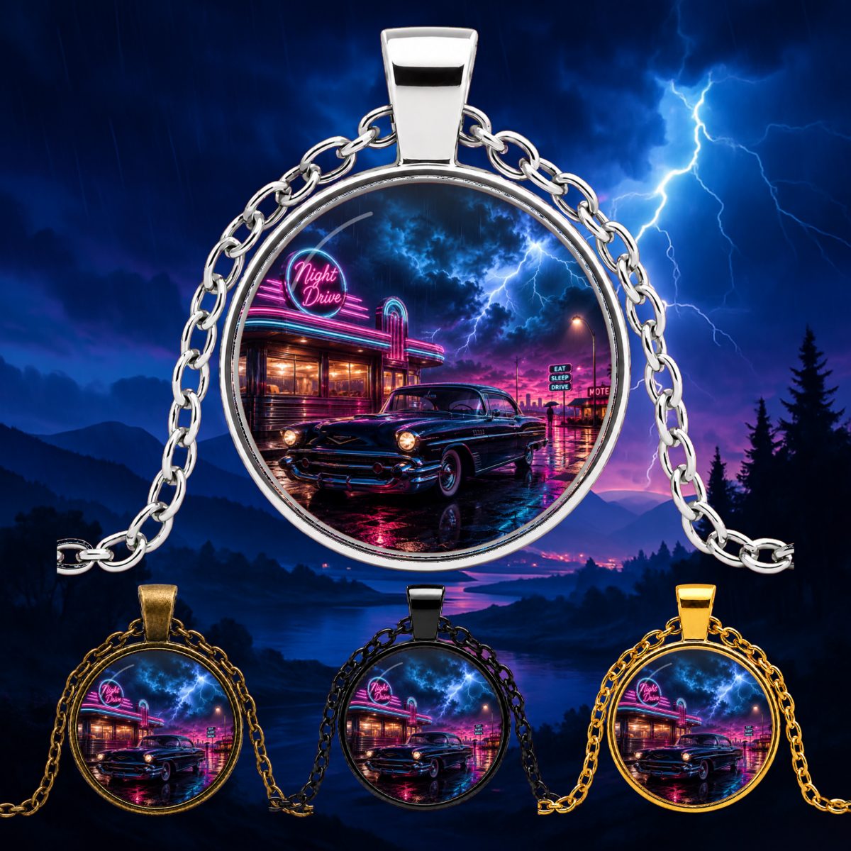 1PC Zinc Alloy Pendant Necklac - Fashion Street Night ulasan dan harga