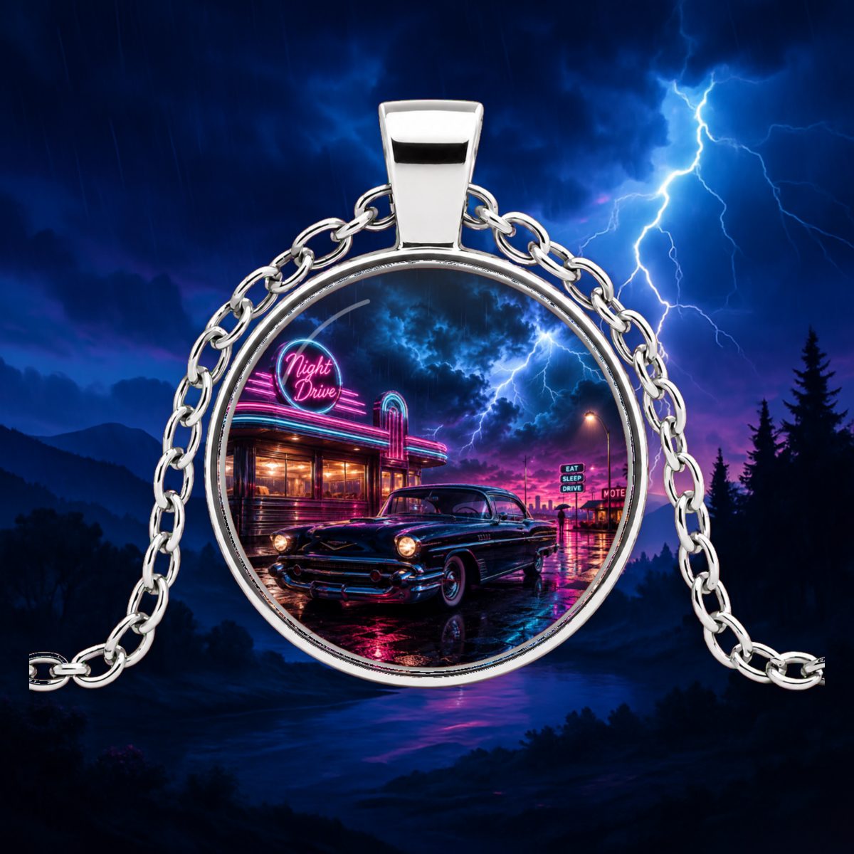 1PC Zinc Alloy Pendant Necklac - Fashion Street Night ulasan dan harga