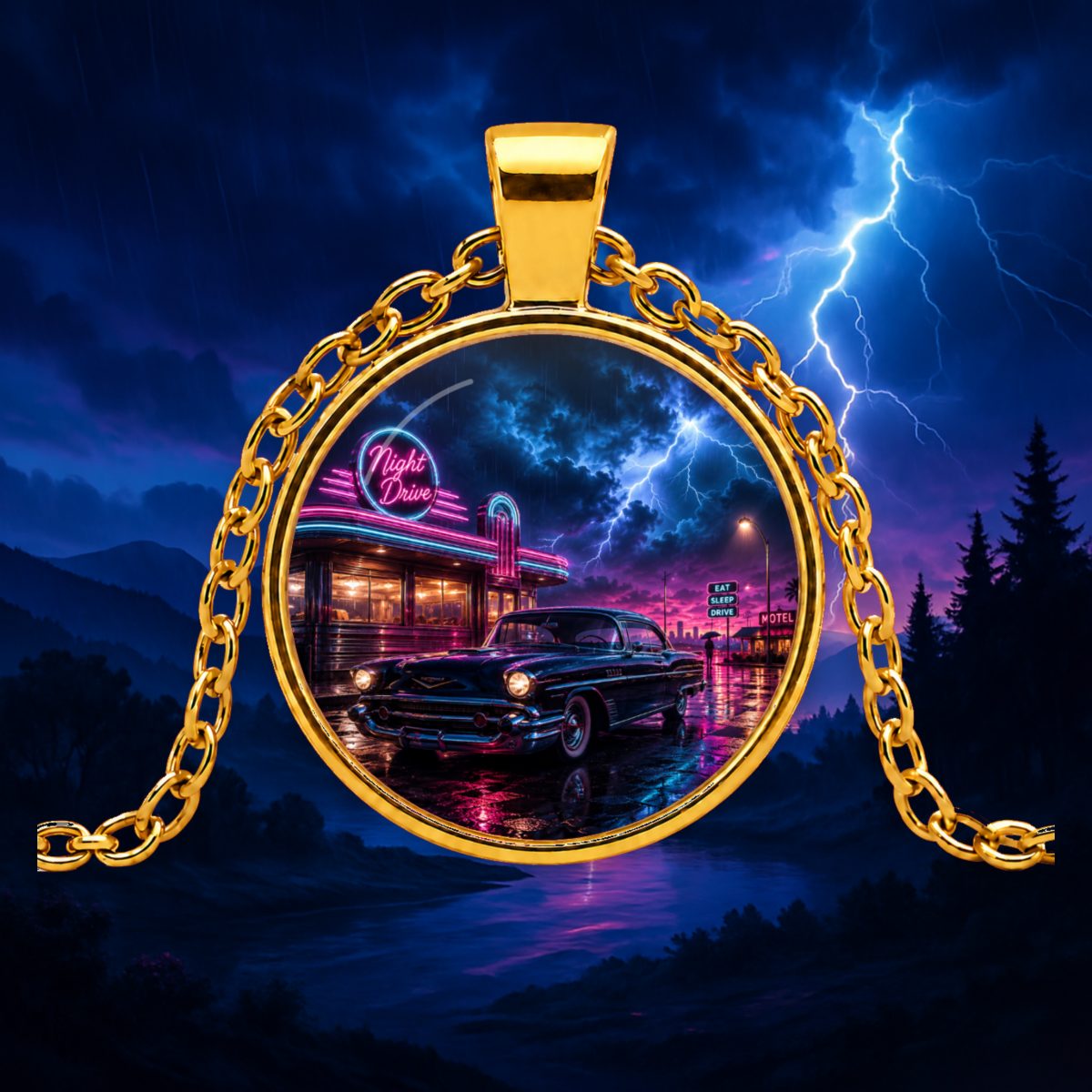1PC Zinc Alloy Pendant Necklac - Fashion Street Night ulasan dan harga