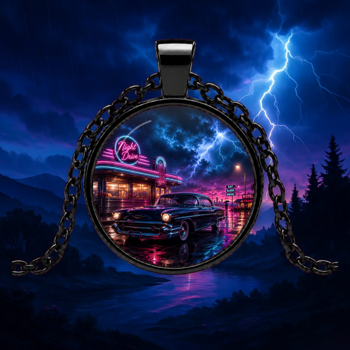 1PC Zinc Alloy Pendant Necklac - Fashion Street Night ulasan dan harga