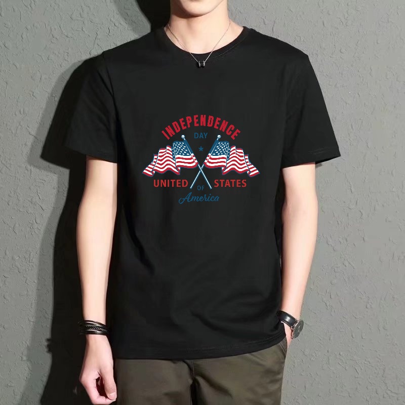 Men's Black Round-Neck Short-S - Street Fashion Theme ulasan dan harga