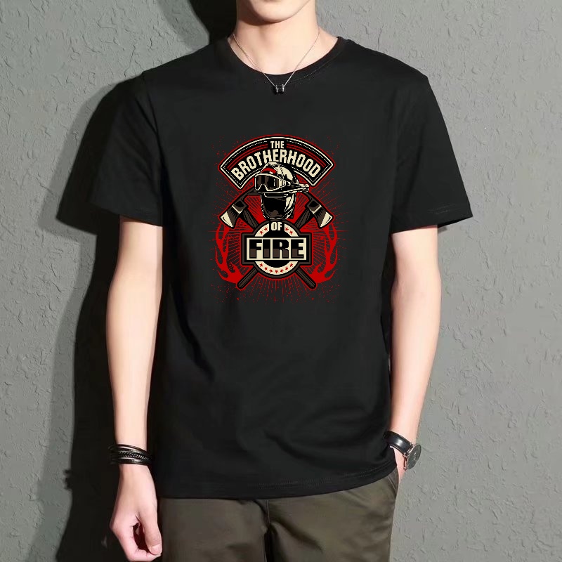 Men's Black Round-Neck Short-S - Street Fashion Theme ulasan dan harga