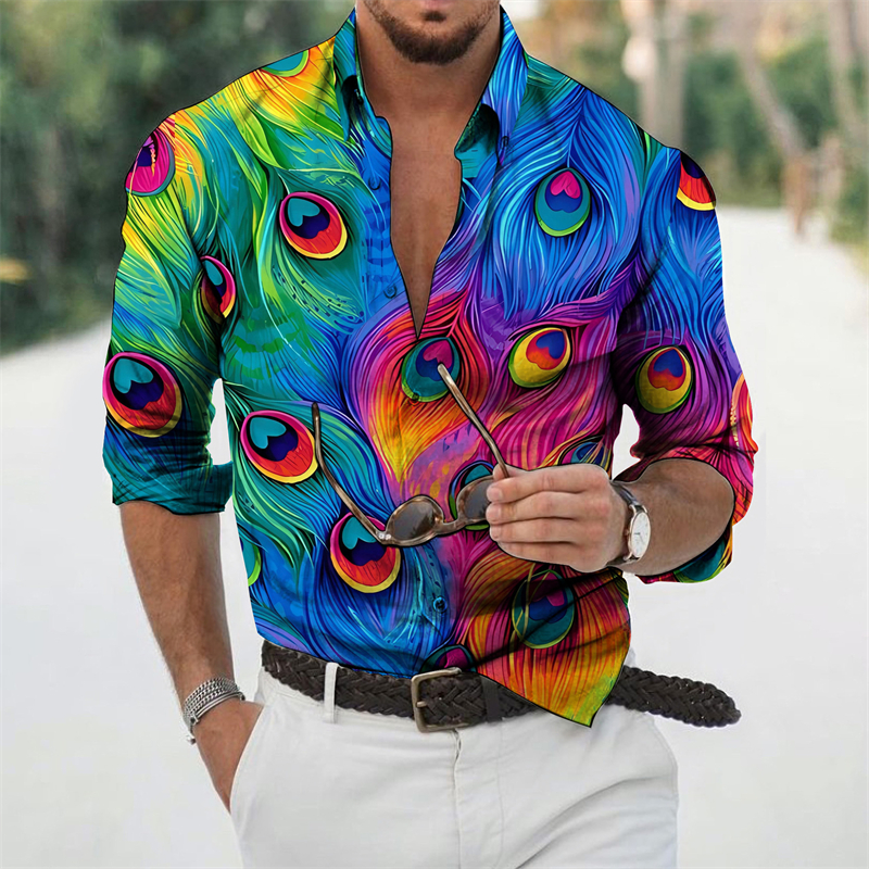 Peacock 3D Print Shirts Street - Street Fashion In Korea ulasan dan harga