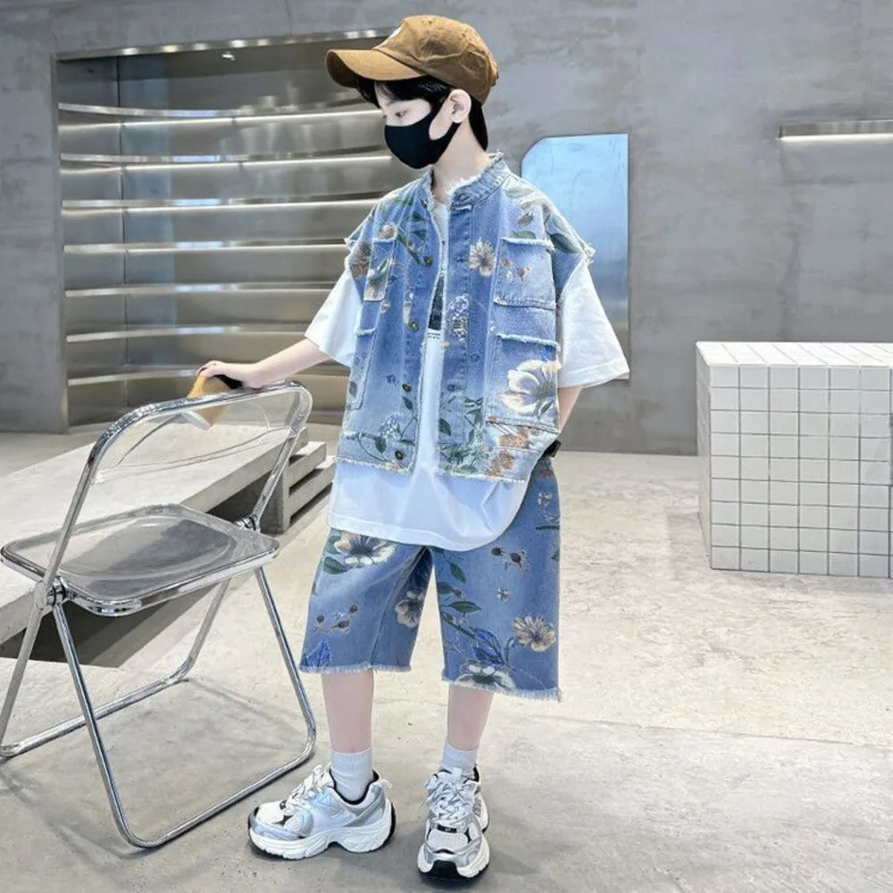 Boys' Summer Denim Set 2025 Ne - Street Fashion In Korea ulasan dan harga