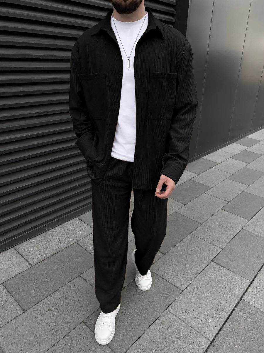 Men's corduroy two-piece outfi - Street Fashion Men ulasan dan harga
