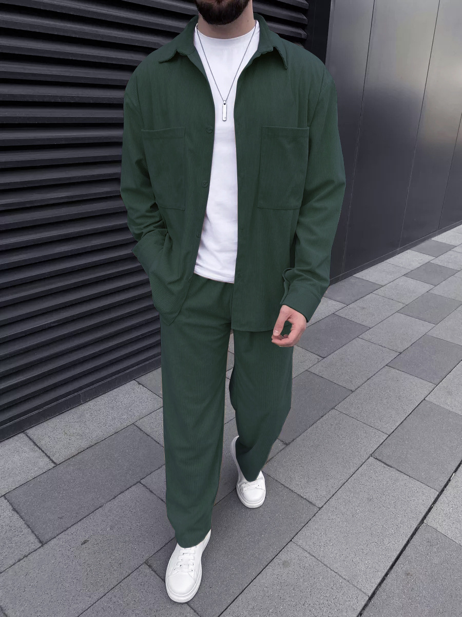 Men's corduroy two-piece outfi - Street Fashion Men ulasan dan harga