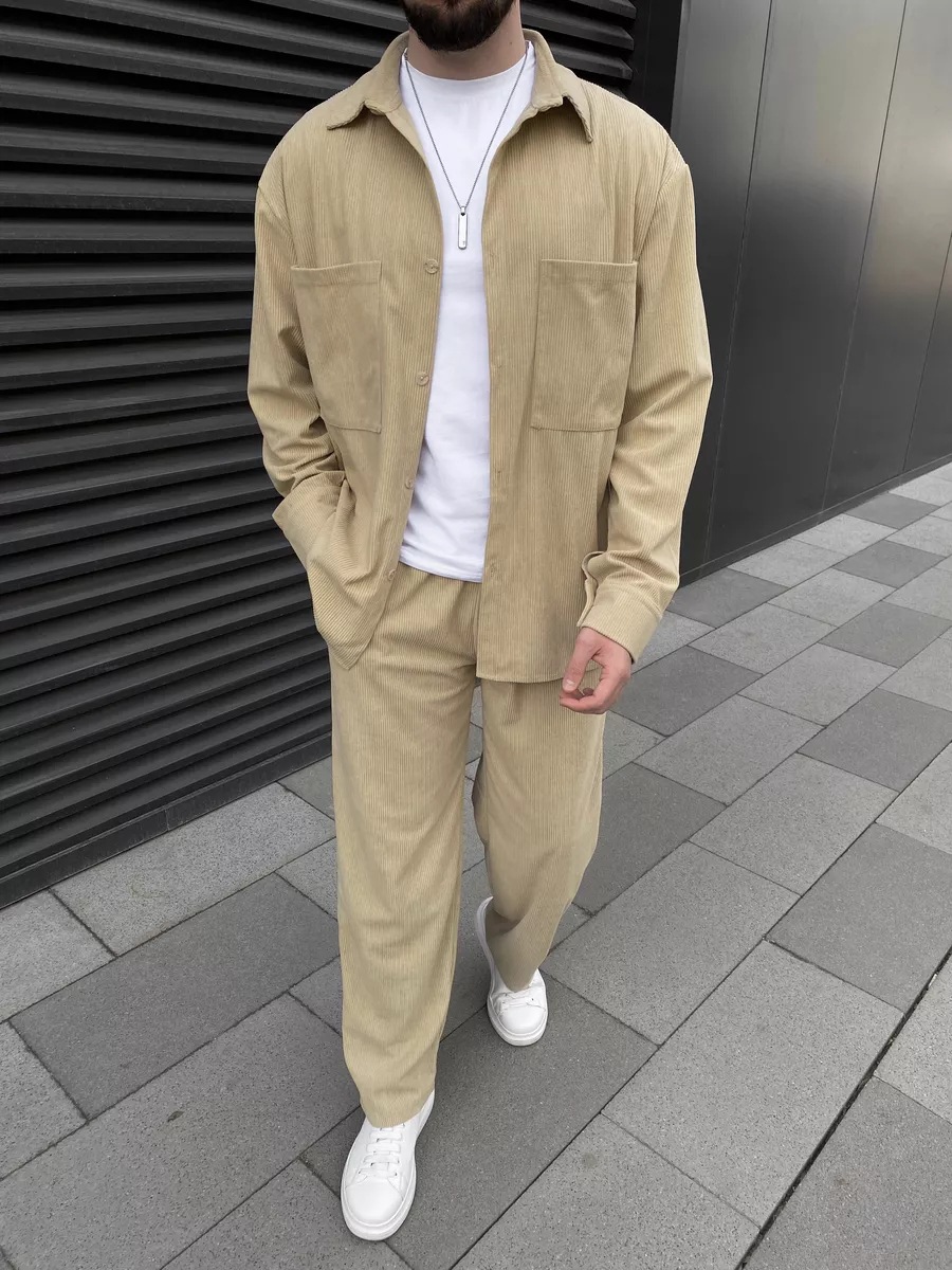 Men's corduroy two-piece outfi - Street Fashion Men ulasan dan harga