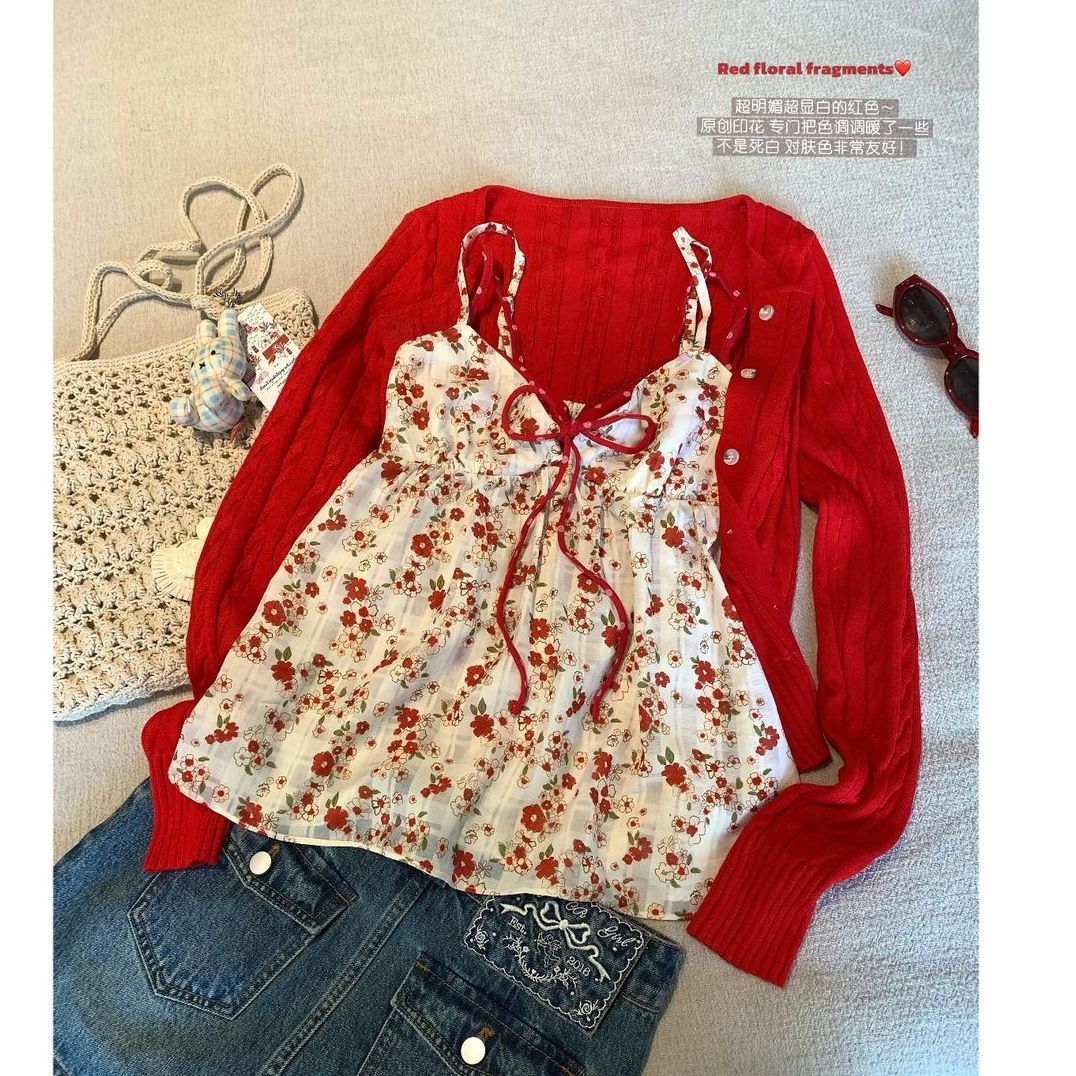 Sweet Floral Sling Y2k Punk Vi - Street Fashion In Korea ulasan dan harga