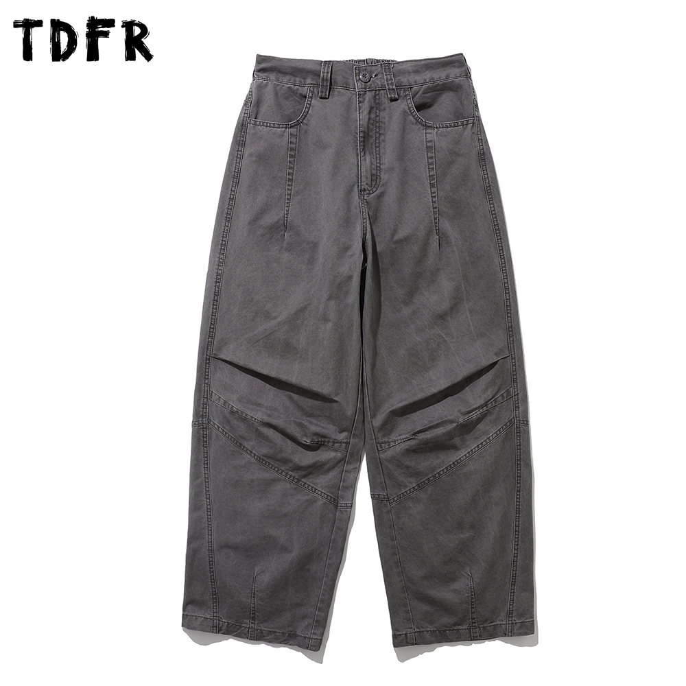 Washed Distressed Pleated Carg - Cargo Pant Wide ulasan dan harga