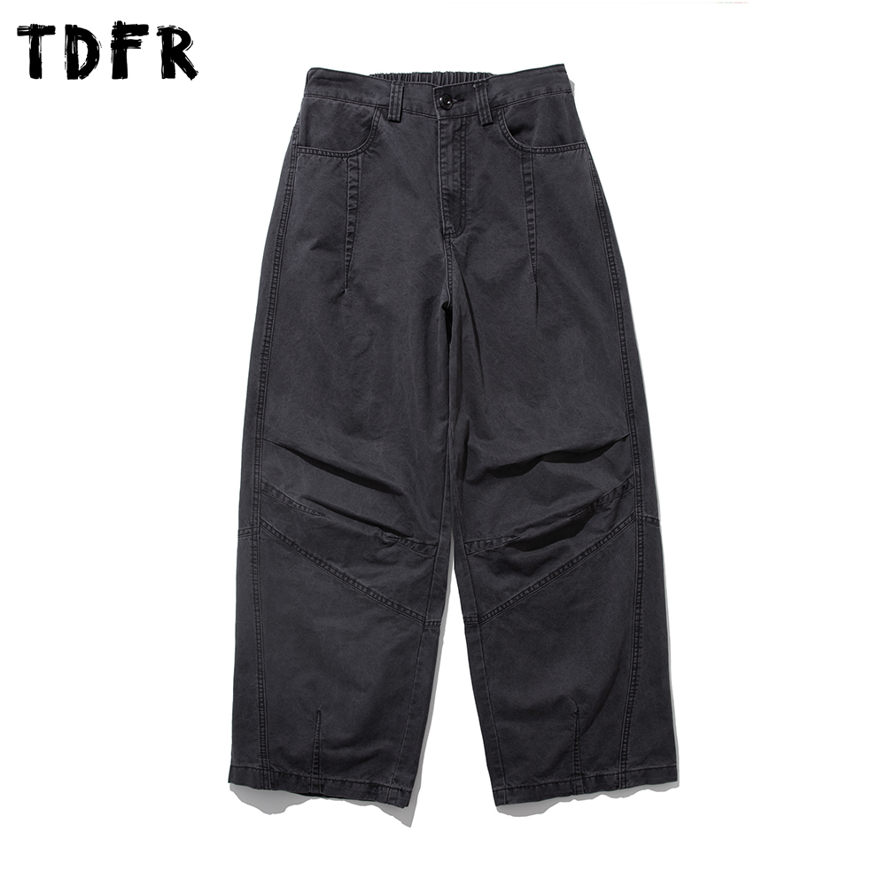 Washed Distressed Pleated Carg - Cargo Pant Wide ulasan dan harga