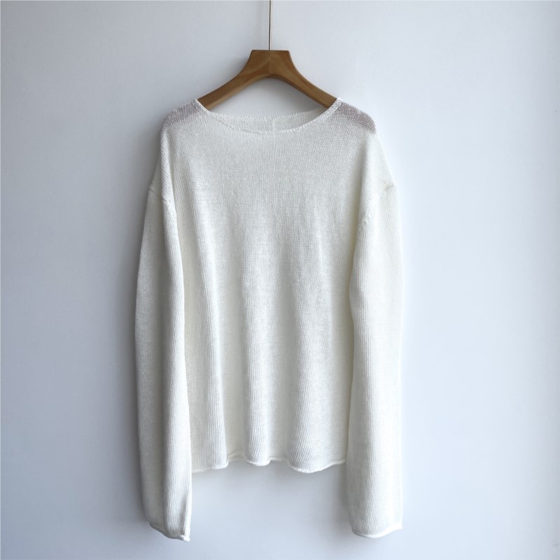 Women's 100% Linen Knit Sweate - Longline Tee Oversized ulasan dan harga