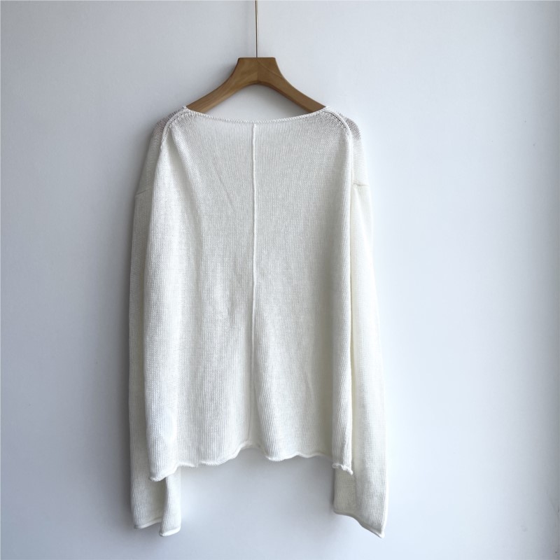 Women's 100% Linen Knit Sweate - Longline Tee Oversized ulasan dan harga
