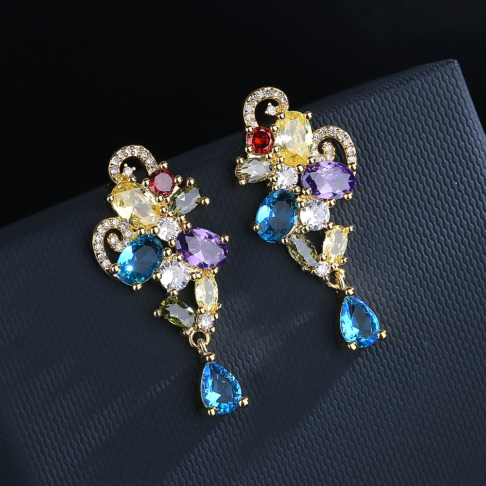 Fashion Kaleidoscope zircon Ea - Street Fashion Earrings ulasan dan harga
