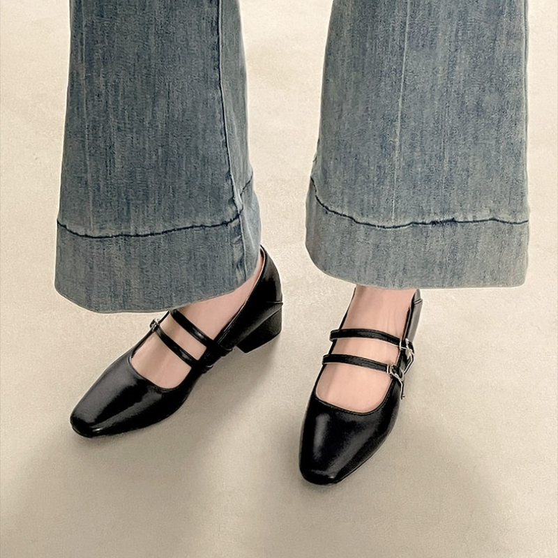 Square Toe Low Heel Women Silv - Street Fashion Women ulasan dan harga