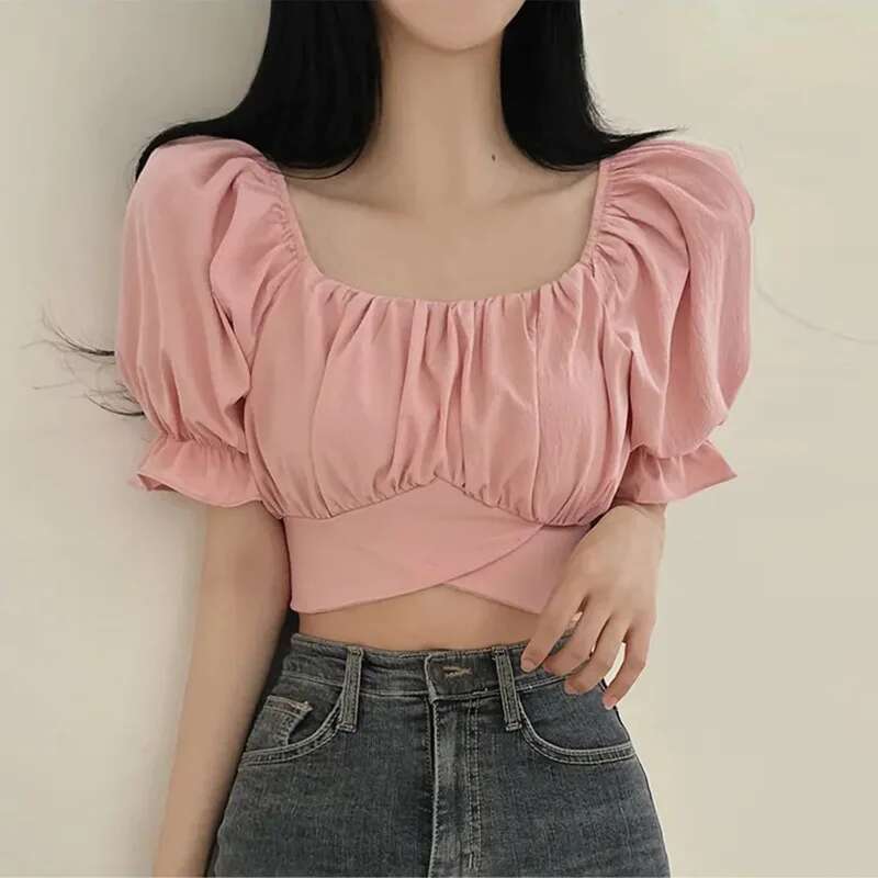 2025 Summer Lace Up Backless T - Street Fashion In Korea ulasan dan harga