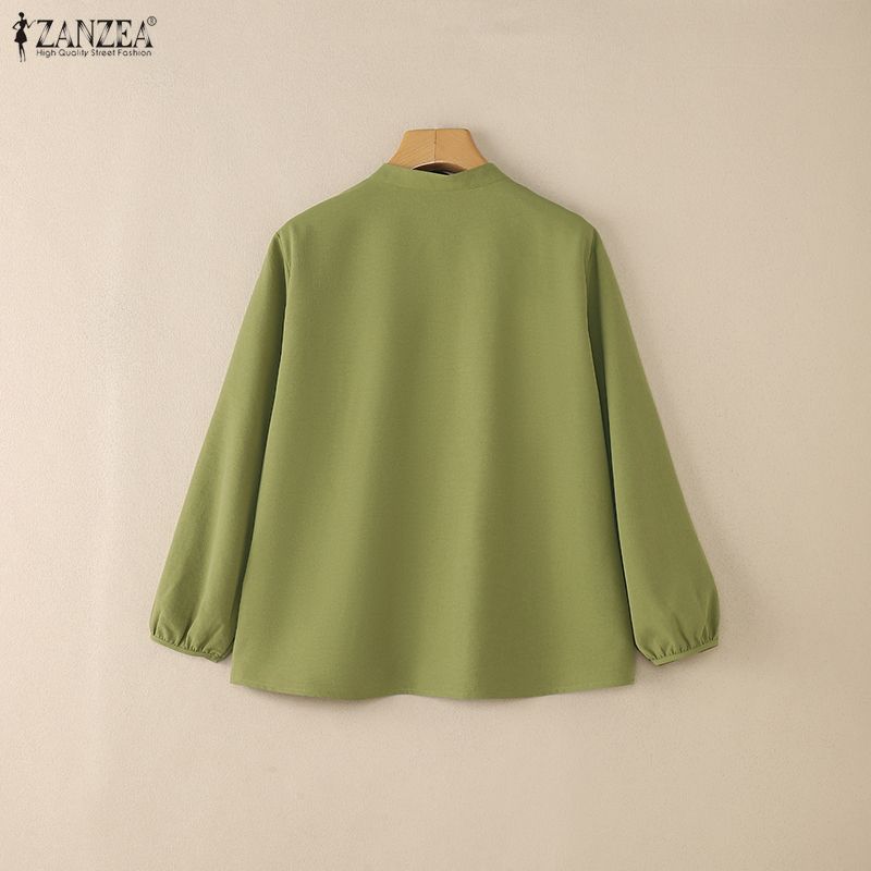 Elegant Long Sleeve Women Blou - Longline Tee Oversized ulasan dan harga