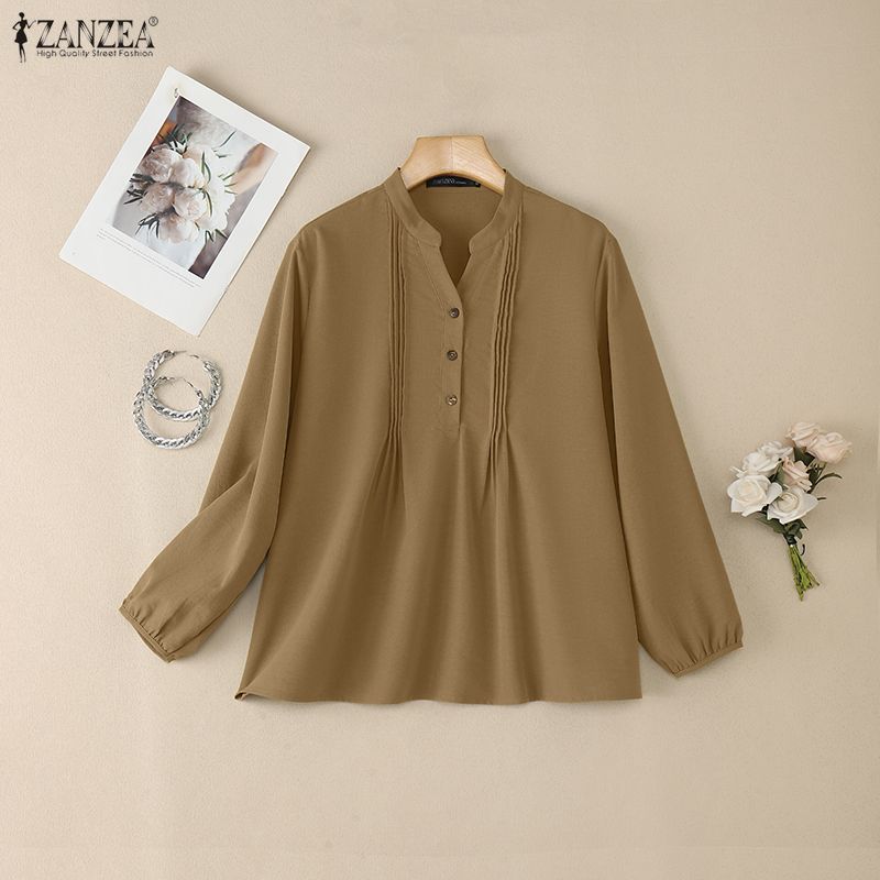 Elegant Long Sleeve Women Blou - Longline Tee Oversized ulasan dan harga
