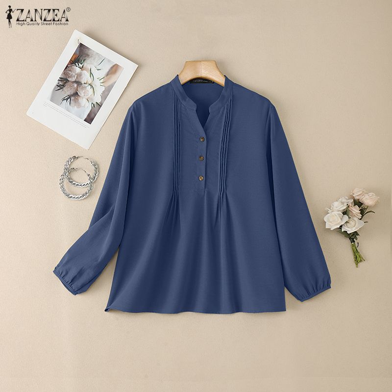 Elegant Long Sleeve Women Blou - Longline Tee Oversized ulasan dan harga