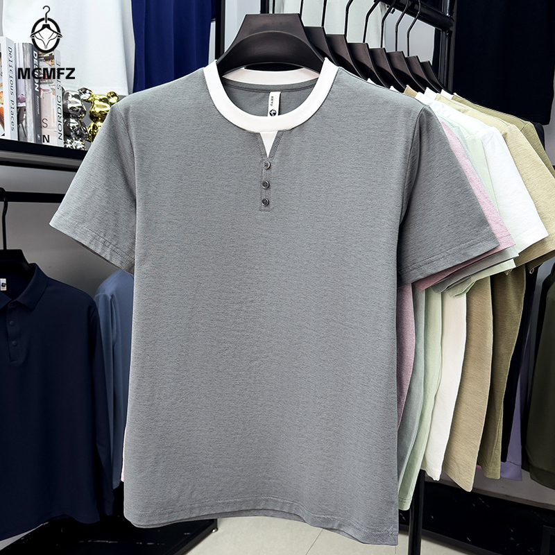 Men Casual Short Sleeve Henley - Street Fashion Men ulasan dan harga