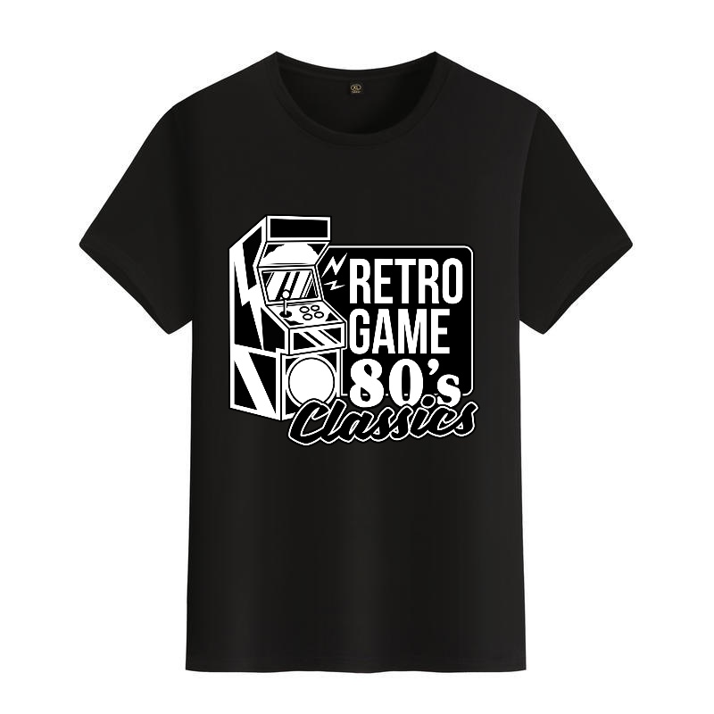 Men's Black Round-Neck Short-S - Street Fashion Game ulasan dan harga