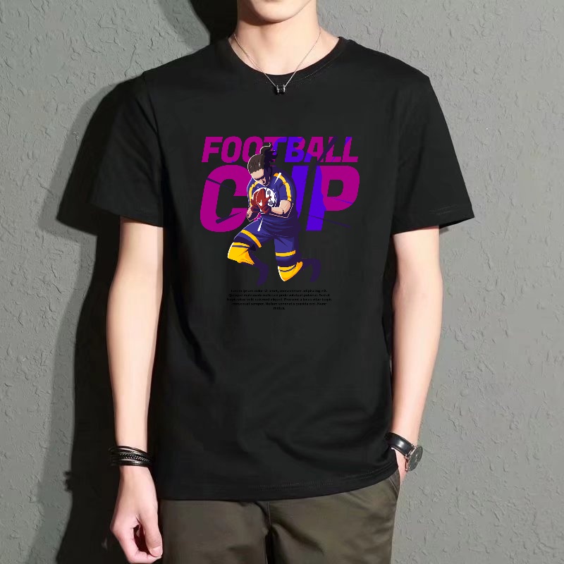 Men's Black Round-Neck Short-S - Street Fashion Theme ulasan dan harga